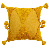 HKM-357011 Embroidered Tufted Tassel Pillowcase in Geometric Design, 45x45cm, Polyester Cotton, Multiple Colors