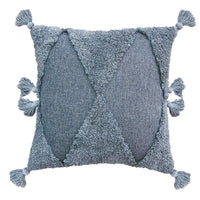 HKM-357011 Embroidered Tufted Tassel Pillowcase in Geometric Design, 45x45cm, Polyester Cotton, Multiple Colors