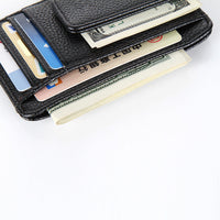 HKM-357203 Men's PU Leather Mini Wallet with Magnetic Snap, Card Holder, and Coin Pocket in Solid Colors