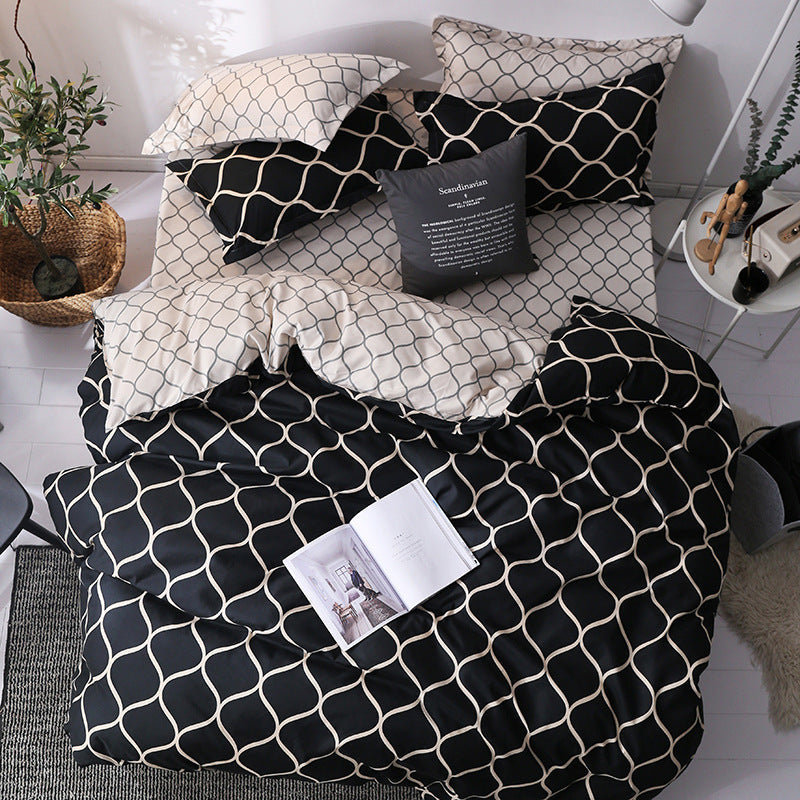HKM-357267 Four-Piece Personalized Fashion Bedding Set with Geometric Pattern in Various Sizes