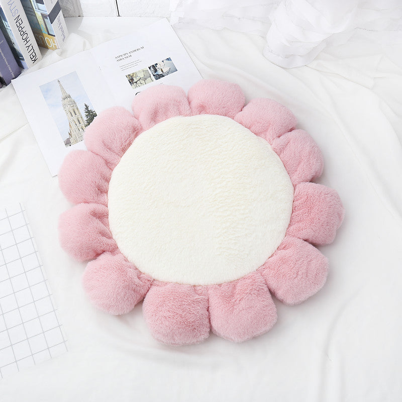 HKM-357331 Soft Waxy Rabbit Velvet Flower Floor Mat Pet Mat Cat Litter