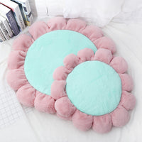HKM-357331 Soft Waxy Rabbit Velvet Flower Floor Mat Pet Mat Cat Litter