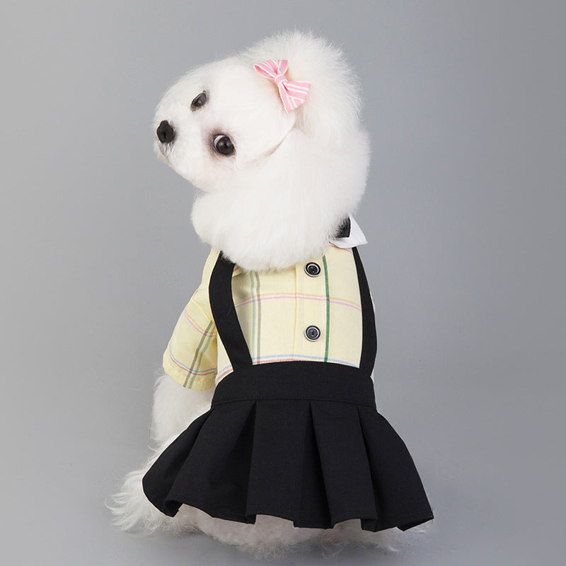 HKM-357395 Stylish Cotton Student Suit for Dogs - Spring and Summer Couple Outfit