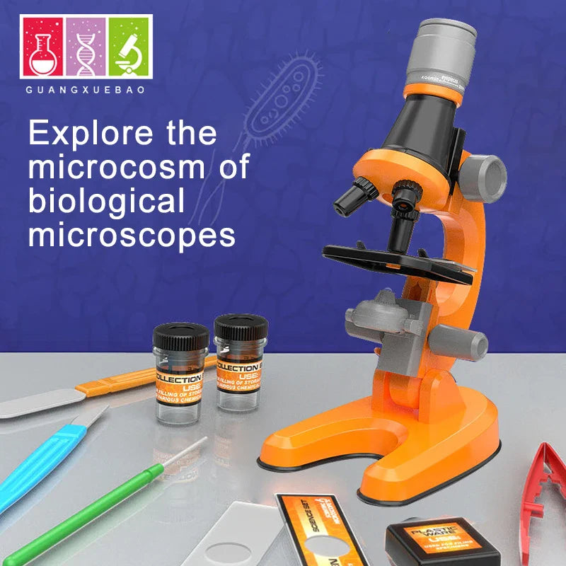 KTX-357523 Kids Educational Microscope Toy Set with 1200X Magnification and LED Light for STEM Learning