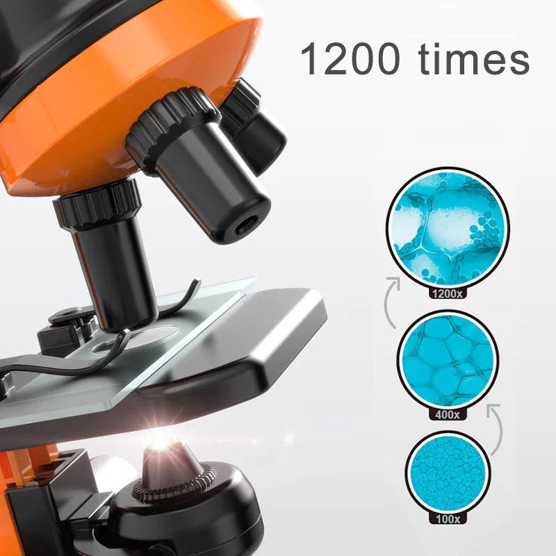 KTX-357523 Kids Educational Microscope Toy Set with 1200X Magnification and LED Light for STEM Learning