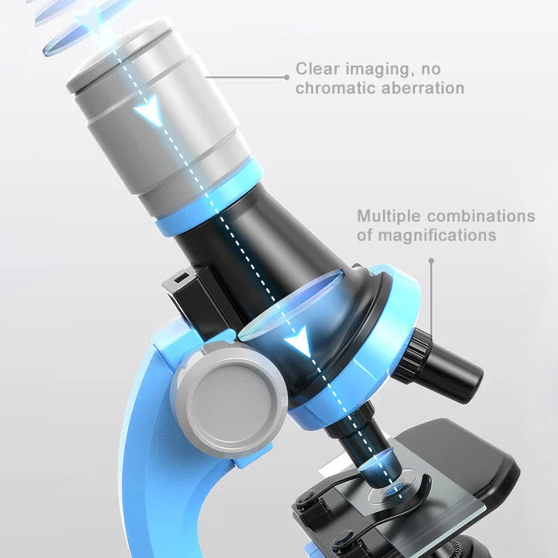 KTX-357523 Kids Educational Microscope Toy Set with 1200X Magnification and LED Light for STEM Learning