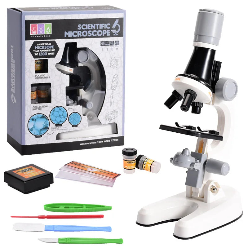 KTX-357523 Kids Educational Microscope Toy Set with 1200X Magnification and LED Light for STEM Learning