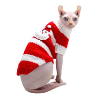 HKM-357523 Warm Wool Sweater for Hairless Cats - Handmade Striped Design in Multiple Colors