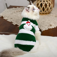 HKM-357523 Warm Wool Sweater for Hairless Cats - Handmade Striped Design in Multiple Colors