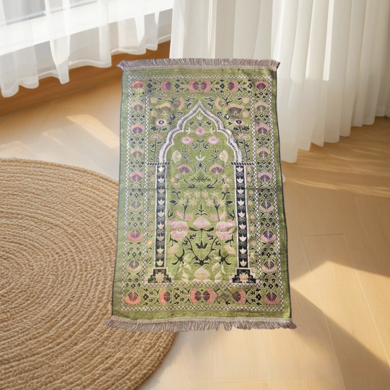 HKM-357587 Middle Eastern Ethnic Style Rectangular Worship Carpet, 70x110cm, Solid Color Polyester Fiber, Hand Washable