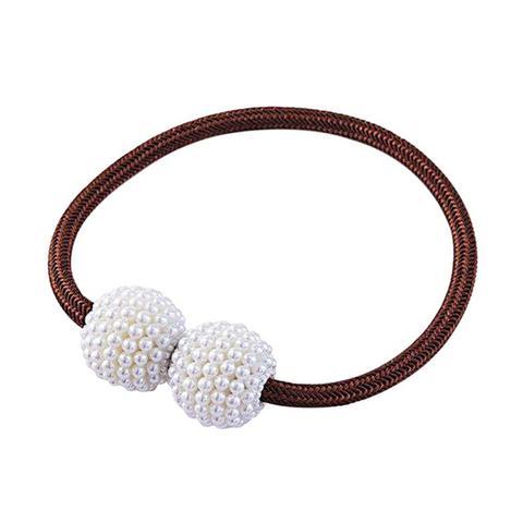 HKM-357651 Elegant Magnetic Curtain Tiebacks with Pearl Beads in White/Red Color Options
