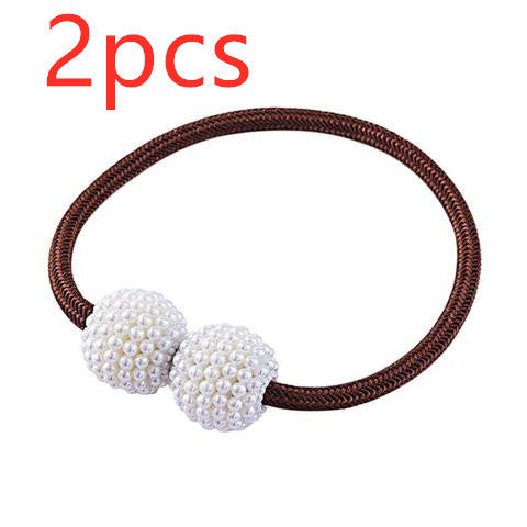 HKM-357651 Elegant Magnetic Curtain Tiebacks with Pearl Beads in White/Red Color Options