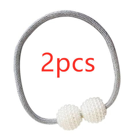 HKM-357651 Elegant Magnetic Curtain Tiebacks with Pearl Beads in White/Red Color Options