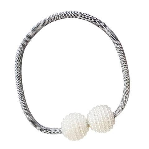 HKM-357651 Elegant Magnetic Curtain Tiebacks with Pearl Beads in White/Red Color Options
