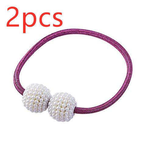 HKM-357651 Elegant Magnetic Curtain Tiebacks with Pearl Beads in White/Red Color Options