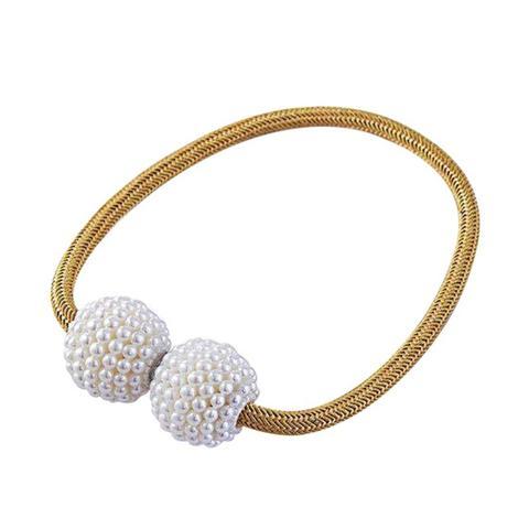 HKM-357651 Elegant Magnetic Curtain Tiebacks with Pearl Beads in White/Red Color Options