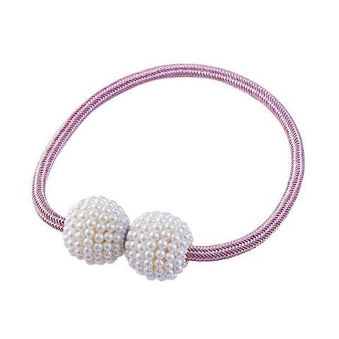 HKM-357651 Elegant Magnetic Curtain Tiebacks with Pearl Beads in White/Red Color Options