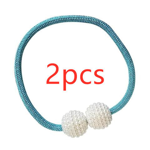 HKM-357651 Elegant Magnetic Curtain Tiebacks with Pearl Beads in White/Red Color Options