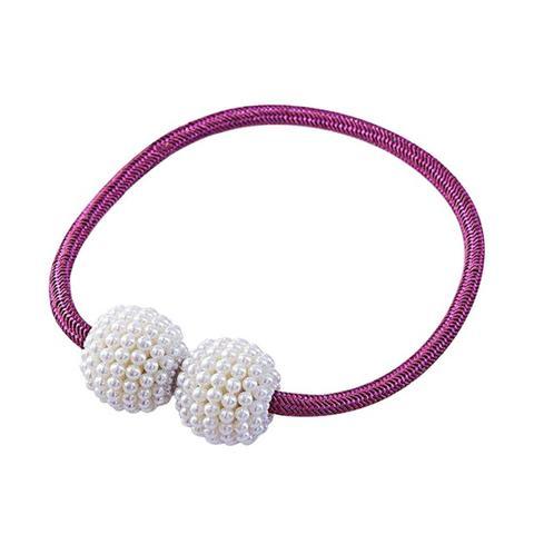 HKM-357651 Elegant Magnetic Curtain Tiebacks with Pearl Beads in White/Red Color Options