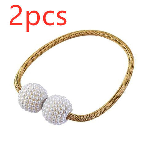HKM-357651 Elegant Magnetic Curtain Tiebacks with Pearl Beads in White/Red Color Options