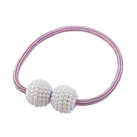 HKM-357651 Elegant Magnetic Curtain Tiebacks with Pearl Beads in White/Red Color Options