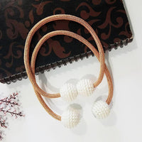 HKM-357651 Elegant Magnetic Curtain Tiebacks with Pearl Beads in White/Red Color Options