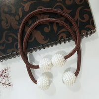 HKM-357651 Elegant Magnetic Curtain Tiebacks with Pearl Beads in White/Red Color Options