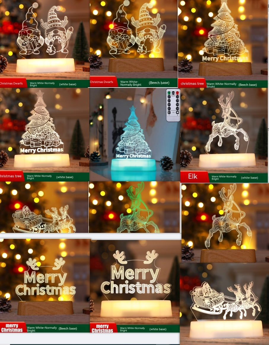 HKM-357715 Acrylic LED 3D Night Light Decoration - Perfect for Kids, Christmas, New Year, and Valentine's Day Gifts