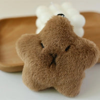 HKM-357779 Cute Star Capybara Siamese Cat Pendant Plush Keychain Charm for Creative Couples