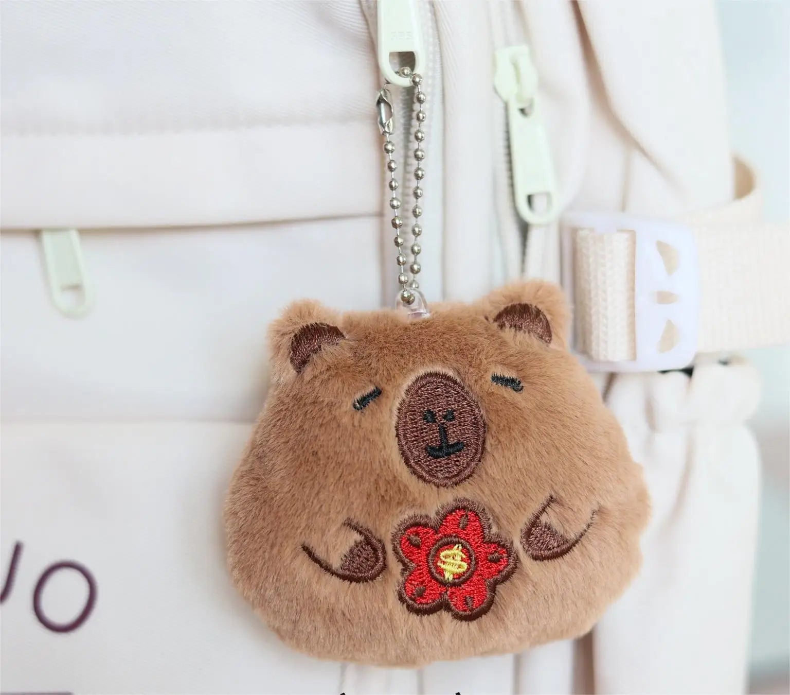 HKM-357779 Cute Star Capybara Siamese Cat Pendant Plush Keychain Charm for Creative Couples