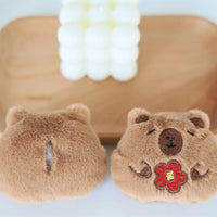 HKM-357779 Cute Star Capybara Siamese Cat Pendant Plush Keychain Charm for Creative Couples