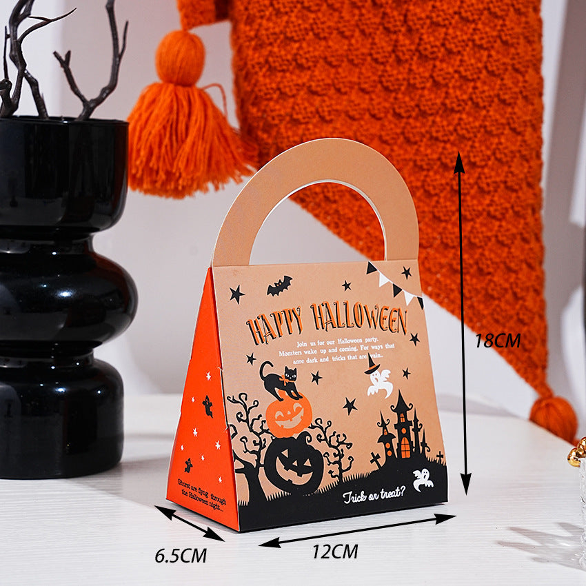 HKM-357907 Retro Halloween Candy Box Handbag - Paper, 12x6.5x18 cm