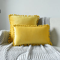 HKM-357907 Velvet Ball Lace Pillow Cushion - Nordic Modern Decorative Sofa Cushion, 50x50 cm