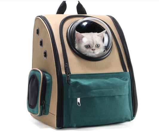 HKM-358099 Portable Outdoor Backpack for Cats and Dogs - Medium Hard, 15 kg Capacity, Dark Green