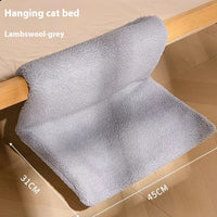 HKM-358227 L-shaped Plush Cat Hammock Nest in Lamb and Rabbit Fur Options