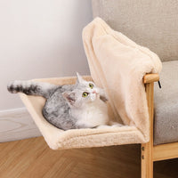 HKM-358227 L-shaped Plush Cat Hammock Nest in Lamb and Rabbit Fur Options