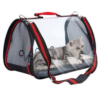HKM-358291 Transparent Portable Pet Messenger Bag – Acrylic Material, Available in Red, Green, and Orange, Multiple Sizes