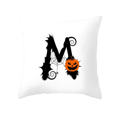 KTX-358483 Halloween Pumpkin Cartoon Peach Skin Pillowcase for Home and Office Décor, 45x45cm