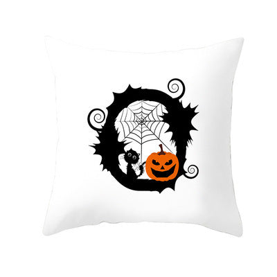 KTX-358483 Halloween Pumpkin Cartoon Peach Skin Pillowcase for Home and Office Décor, 45x45cm