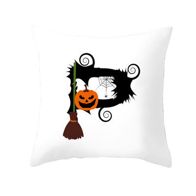 KTX-358483 Halloween Pumpkin Cartoon Peach Skin Pillowcase for Home and Office Décor, 45x45cm