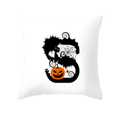 KTX-358483 Halloween Pumpkin Cartoon Peach Skin Pillowcase for Home and Office Décor, 45x45cm