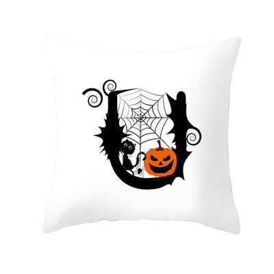 KTX-358483 Halloween Pumpkin Cartoon Peach Skin Pillowcase for Home and Office Décor, 45x45cm
