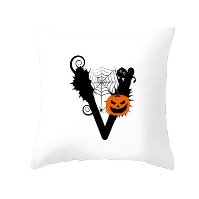 KTX-358483 Halloween Pumpkin Cartoon Peach Skin Pillowcase for Home and Office Décor, 45x45cm