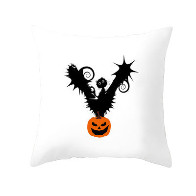 KTX-358483 Halloween Pumpkin Cartoon Peach Skin Pillowcase for Home and Office Décor, 45x45cm