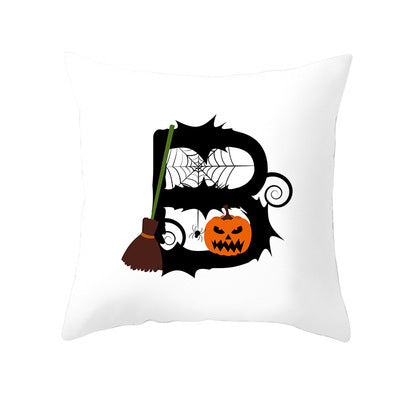 KTX-358483 Halloween Pumpkin Cartoon Peach Skin Pillowcase for Home and Office Décor, 45x45cm