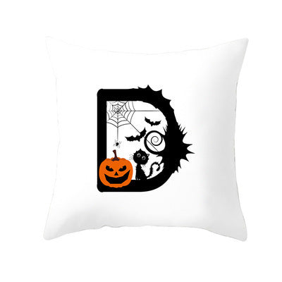 KTX-358483 Halloween Pumpkin Cartoon Peach Skin Pillowcase for Home and Office Décor, 45x45cm
