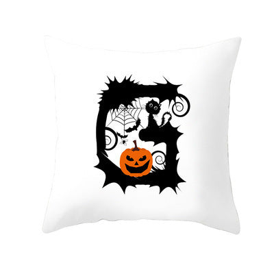 KTX-358483 Halloween Pumpkin Cartoon Peach Skin Pillowcase for Home and Office Décor, 45x45cm