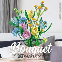 HKM-358675 DIY Bouquet Building Block Kit for Kids - Floral Model Construction Toy for Ages 8 and Up
