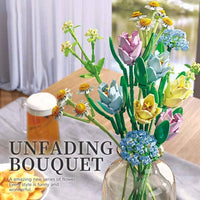 HKM-358675 DIY Bouquet Building Block Kit for Kids - Floral Model Construction Toy for Ages 8 and Up