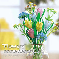 HKM-358675 DIY Bouquet Building Block Kit for Kids - Floral Model Construction Toy for Ages 8 and Up